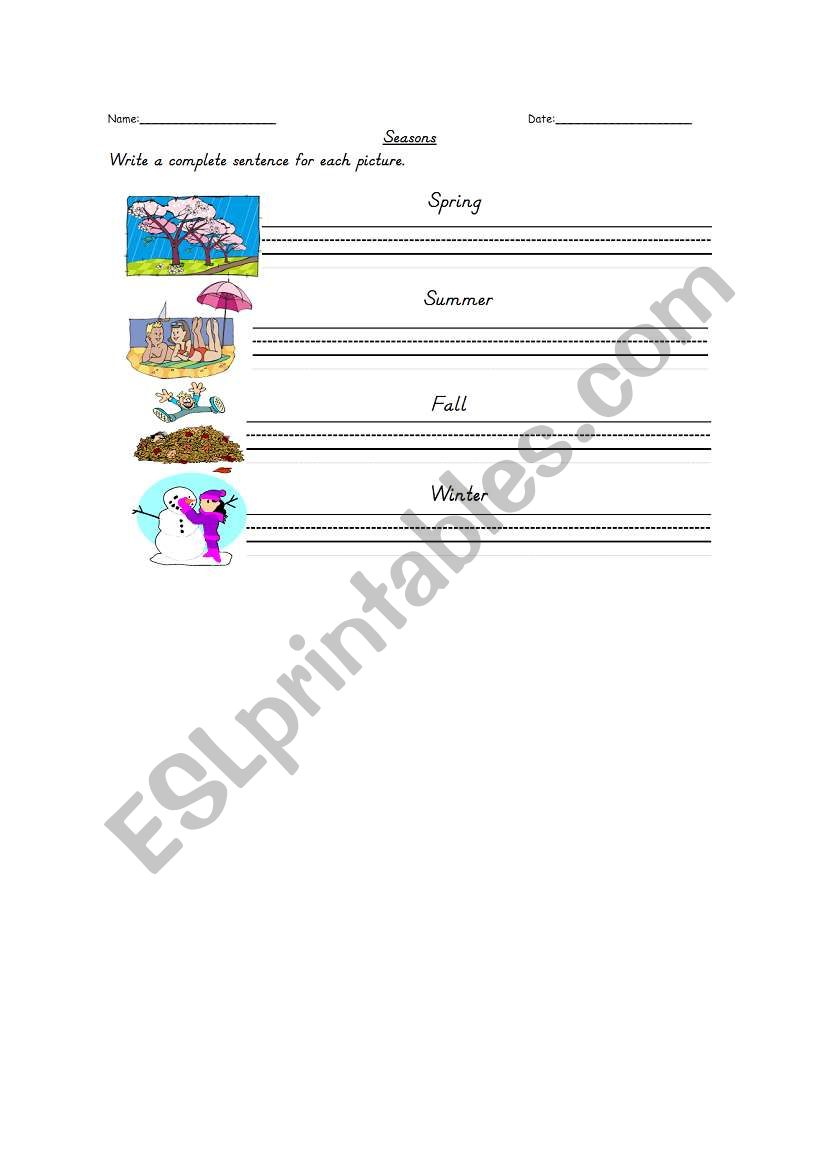 Seasons worksheet