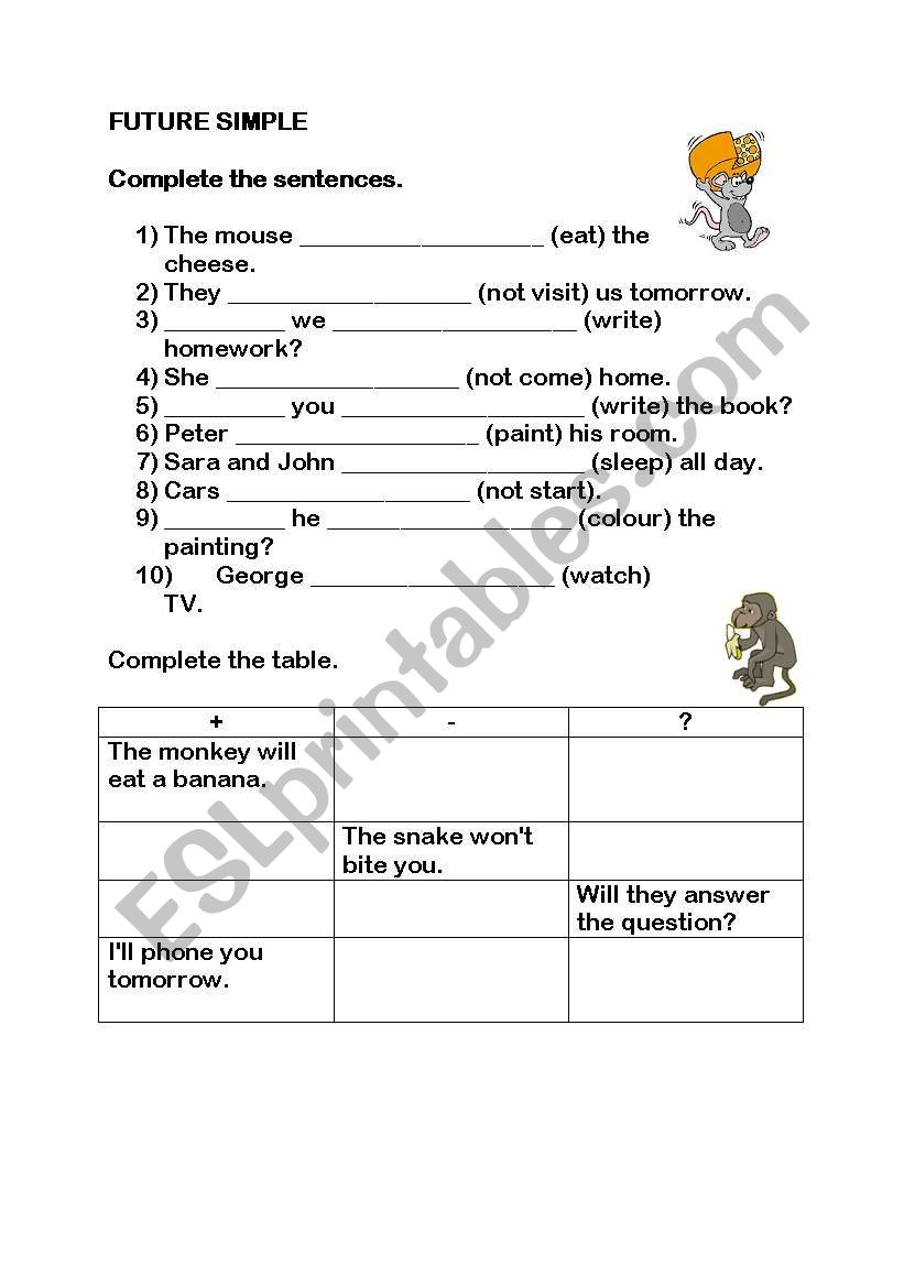 future simple tense worksheet