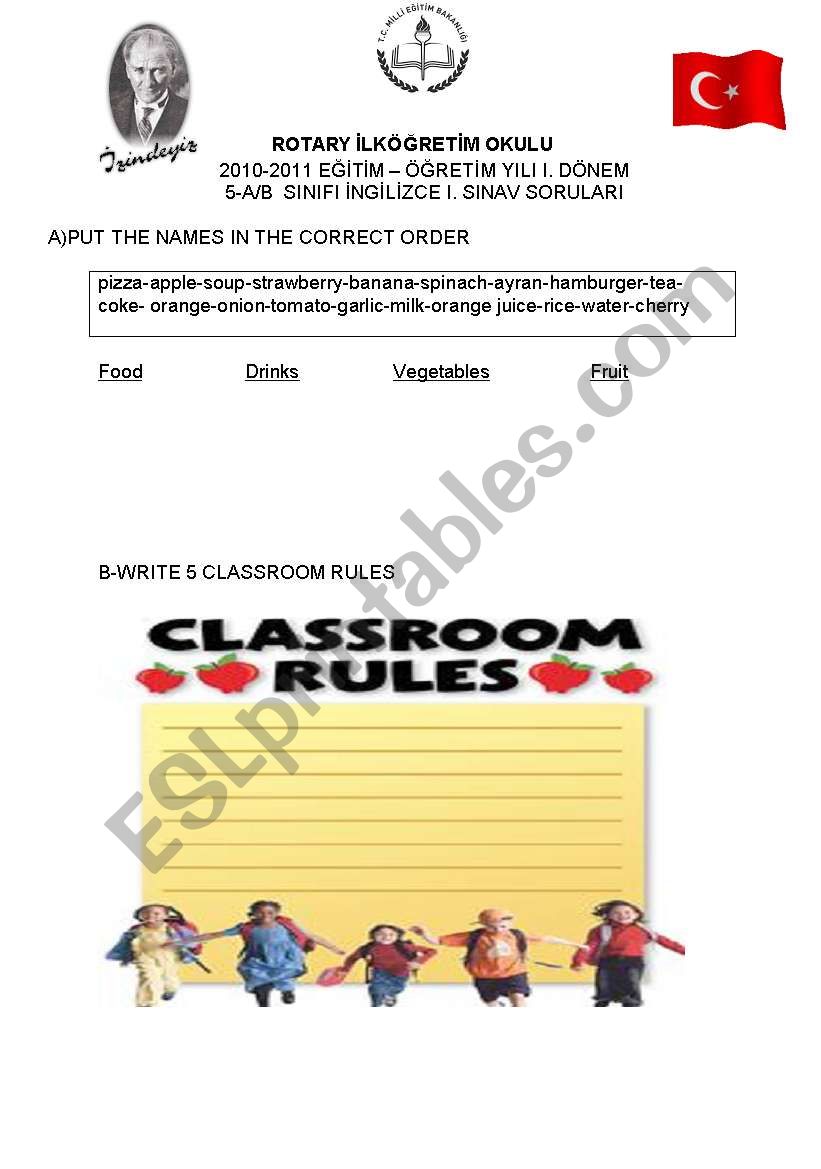 classroom rules worksheet