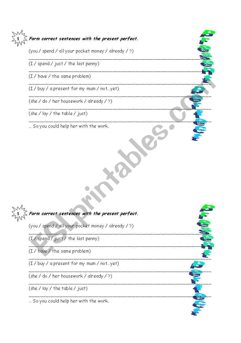 Present Perfect worksheet