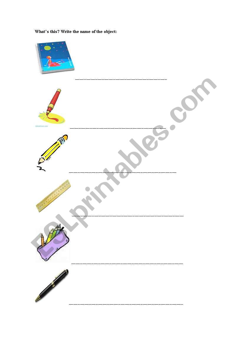 School Objects worksheet