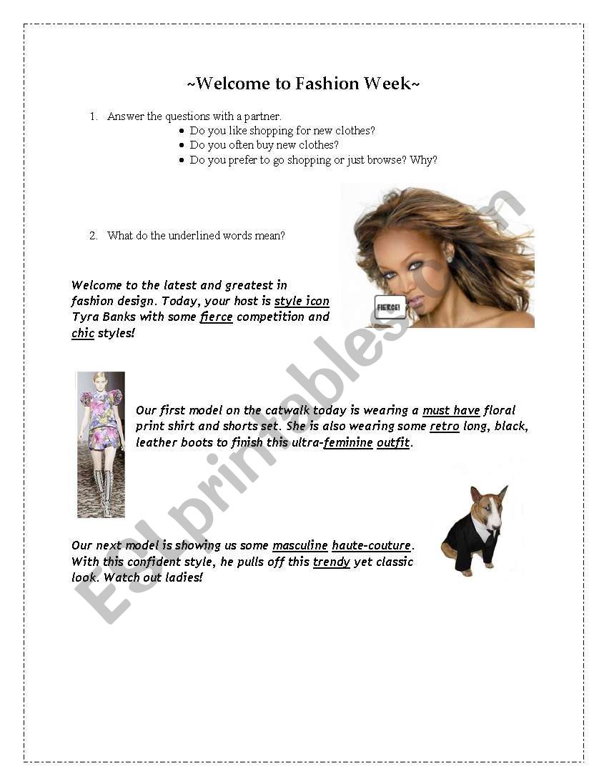 Fashion Slang ESL Worksheet By AKP2010