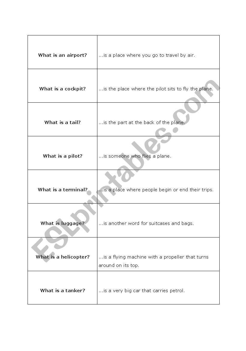 Solution Airport Quiz worksheet