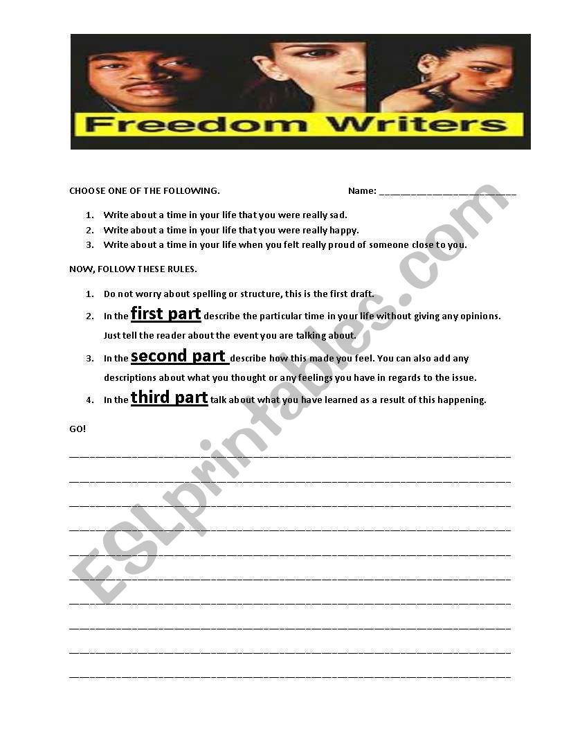 Freedom Writers Inspired Writing Assignment