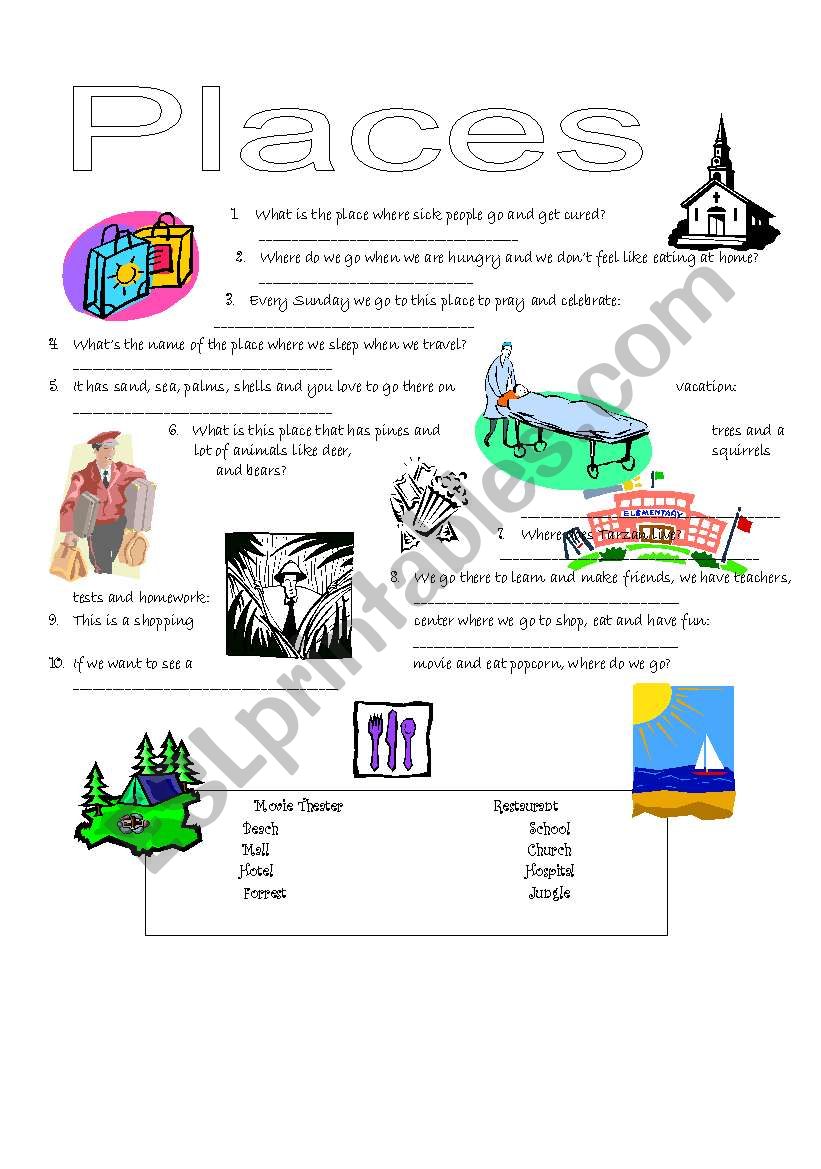 Places & occupations worksheet