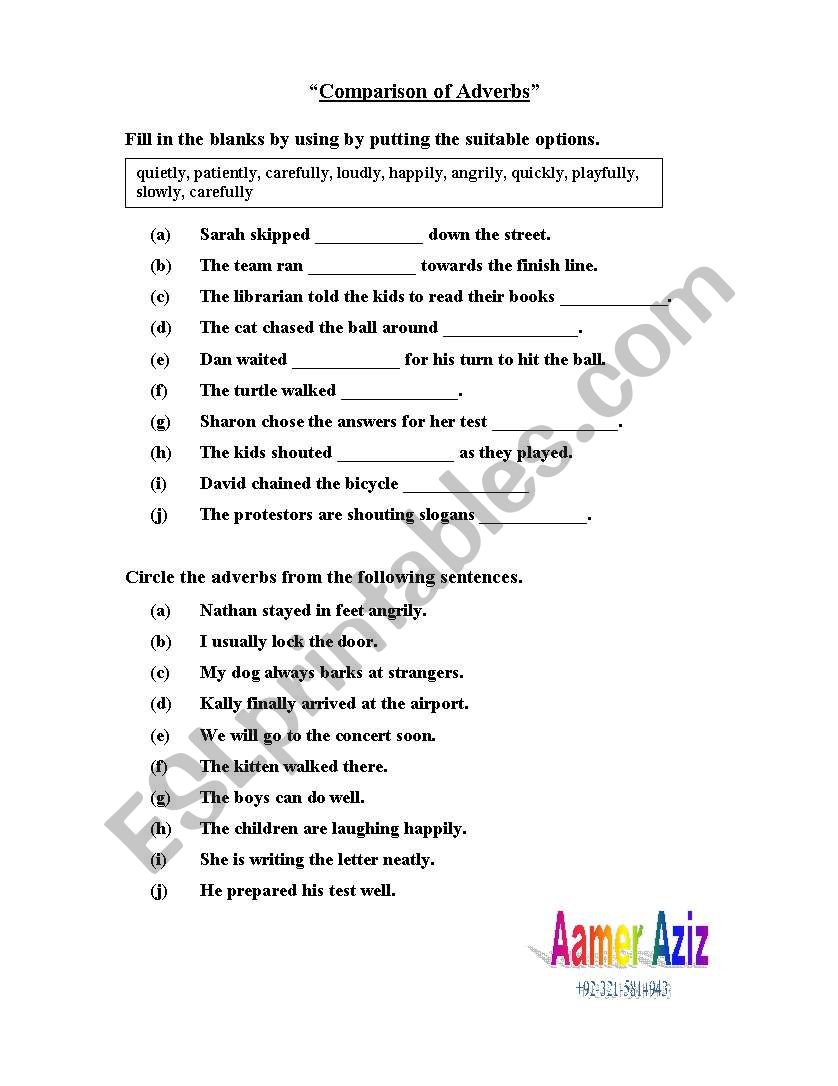 Adverbs worksheet