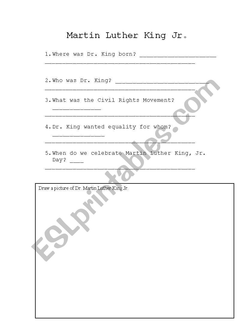 Martin Luther King Jr. worksheet