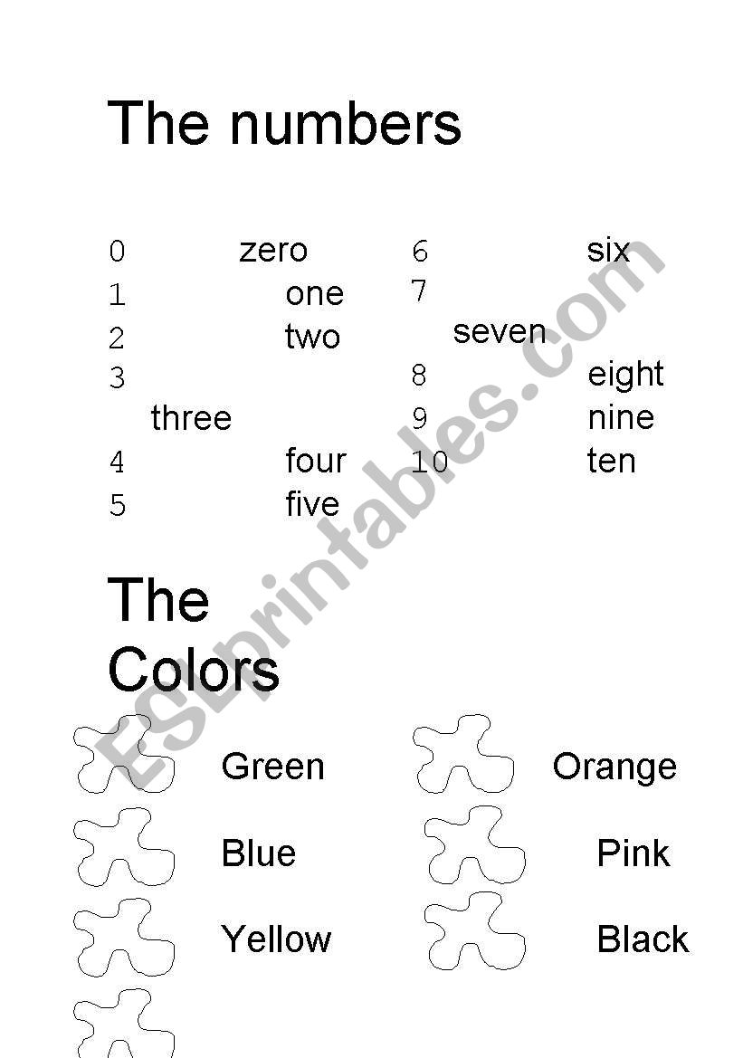 Numbers and Colors worksheet