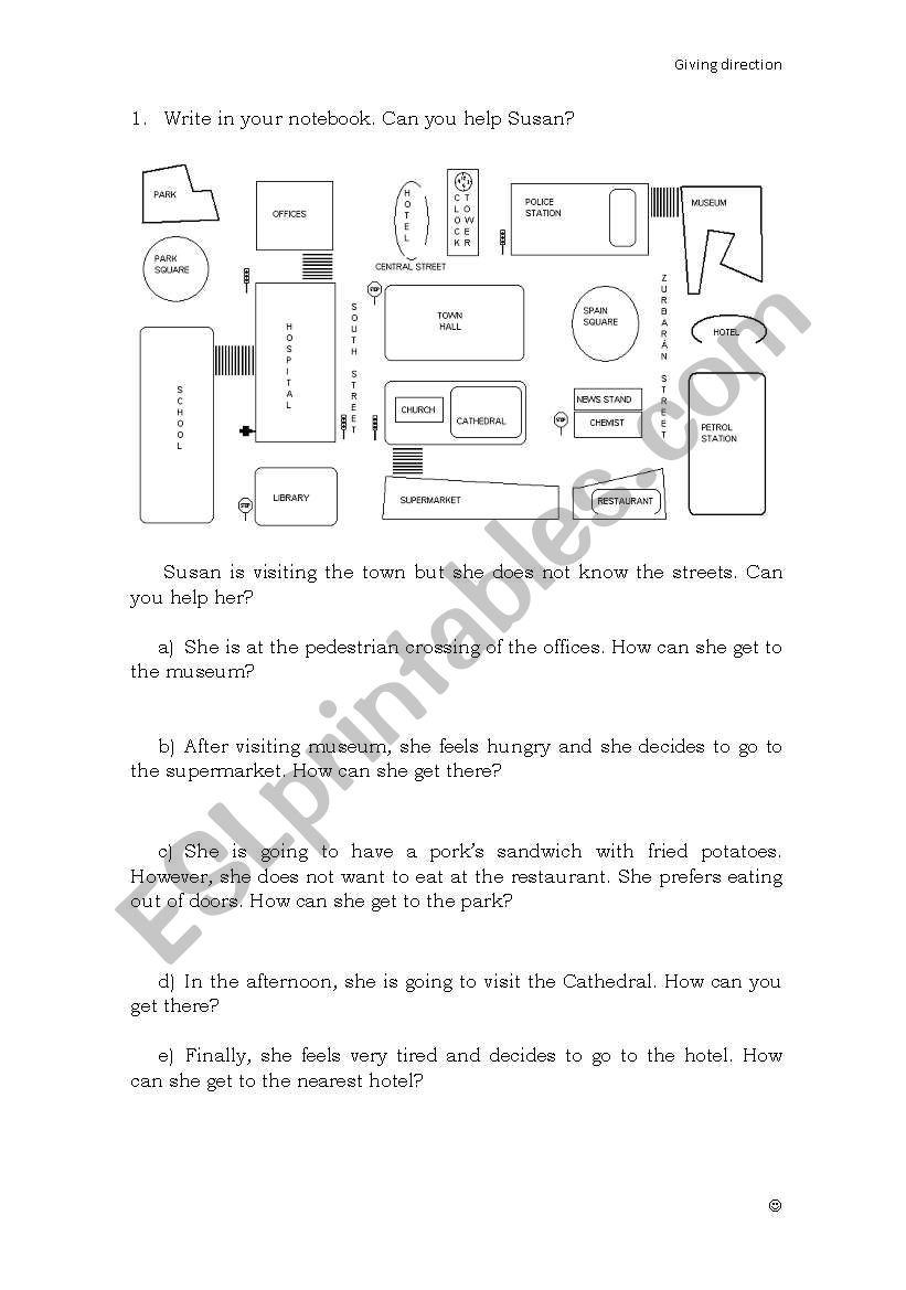 Giving Direction  worksheet