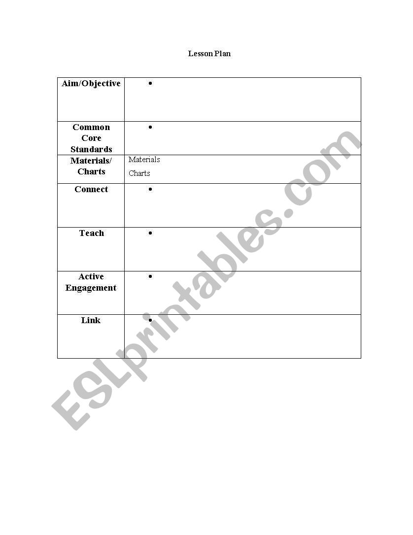 Lesson Plan Template worksheet