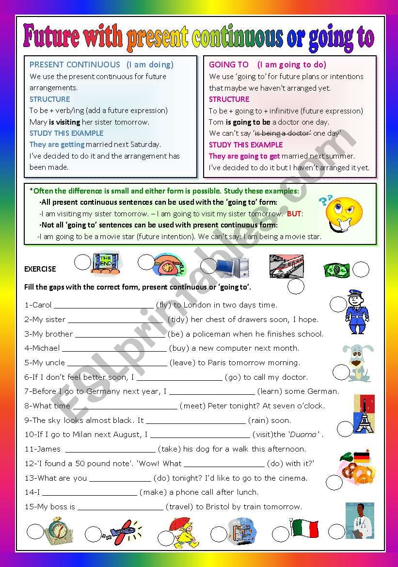 Future Present Continuous Or Going To ESL Worksheet By Traute