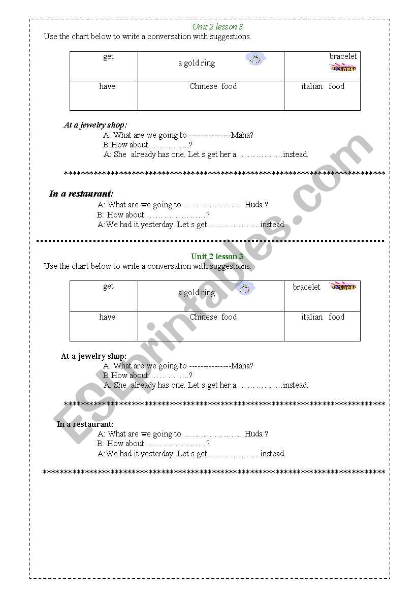 making suggestions worksheet