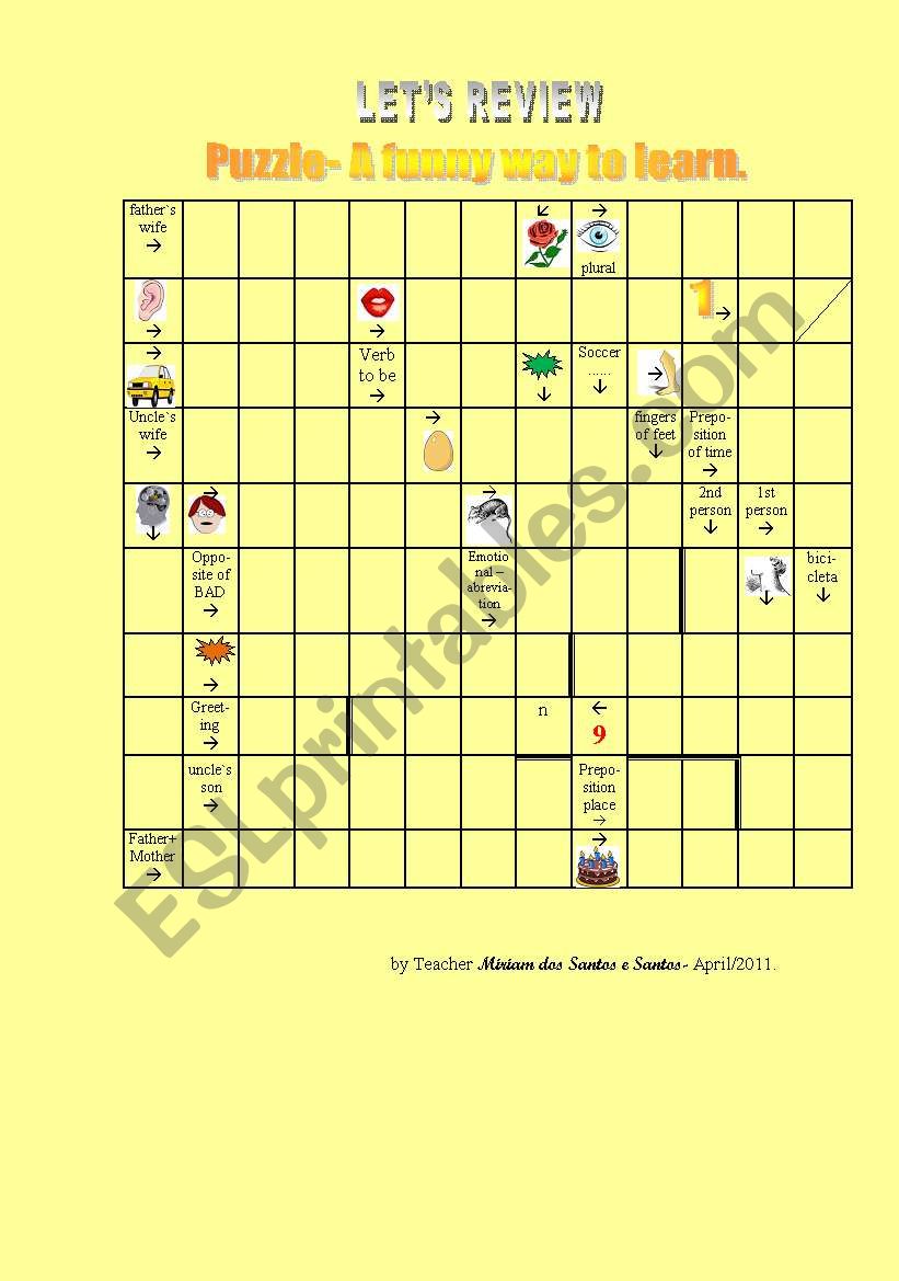 Puzzle- Review Words worksheet