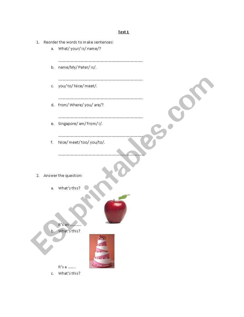 Review test for unit 1 ( Lets learn English course book 2)