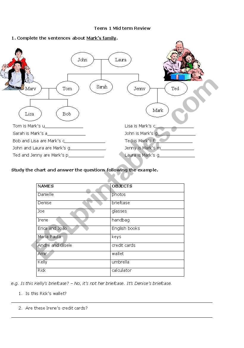 Teens Review worksheet