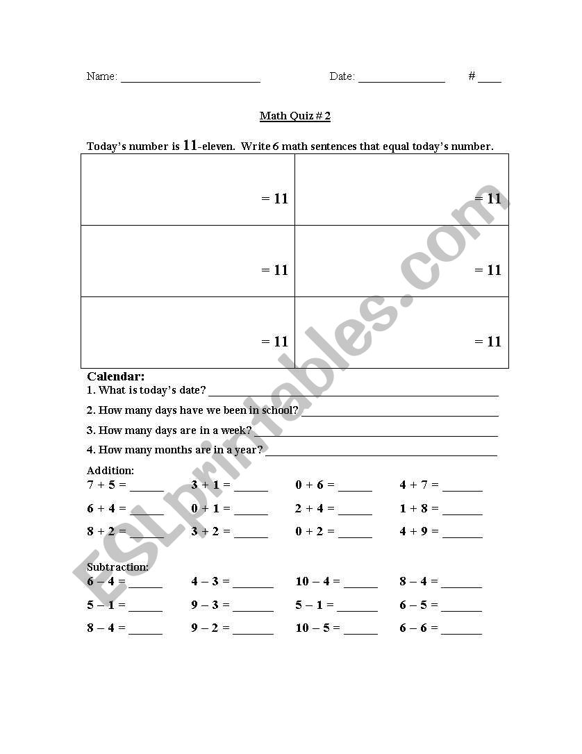 Adding/Subtracting Review worksheet