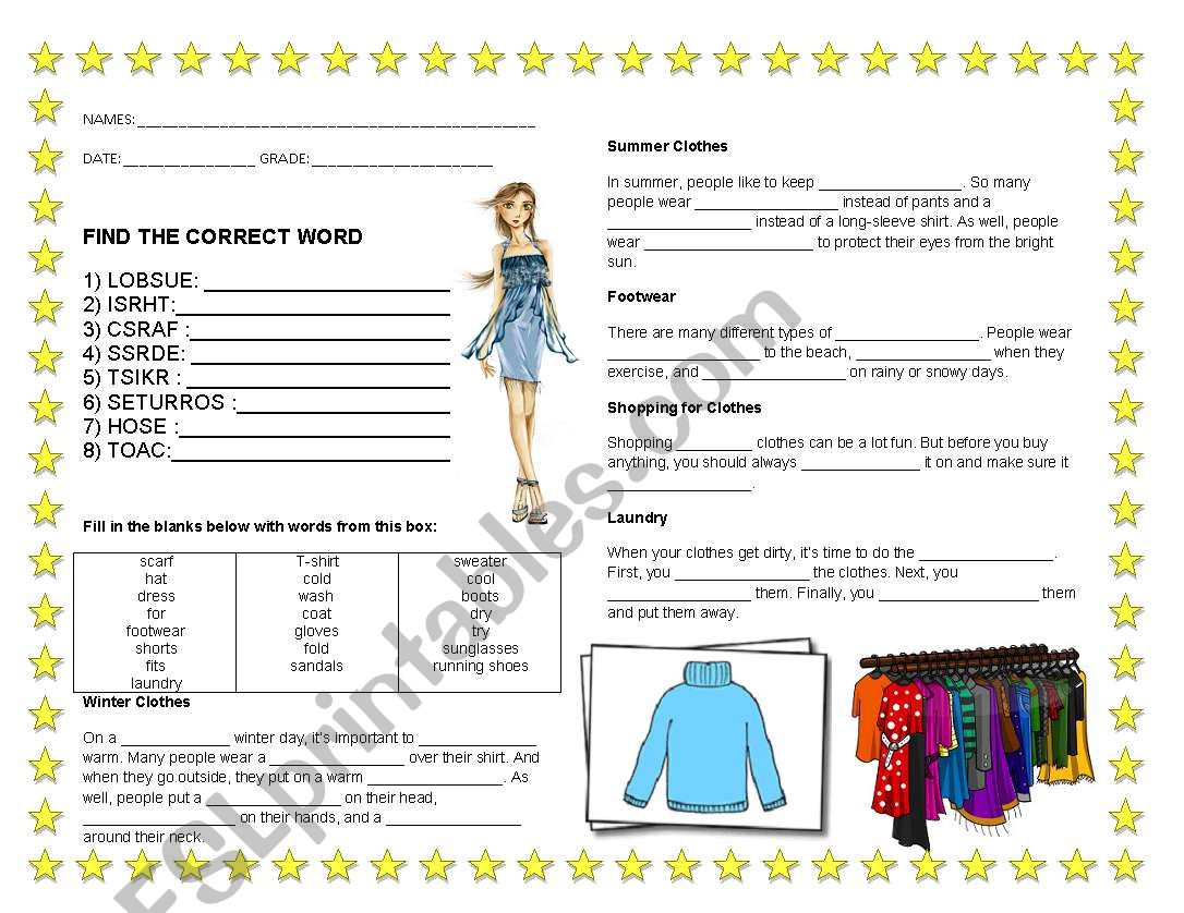 Clothes  worksheet