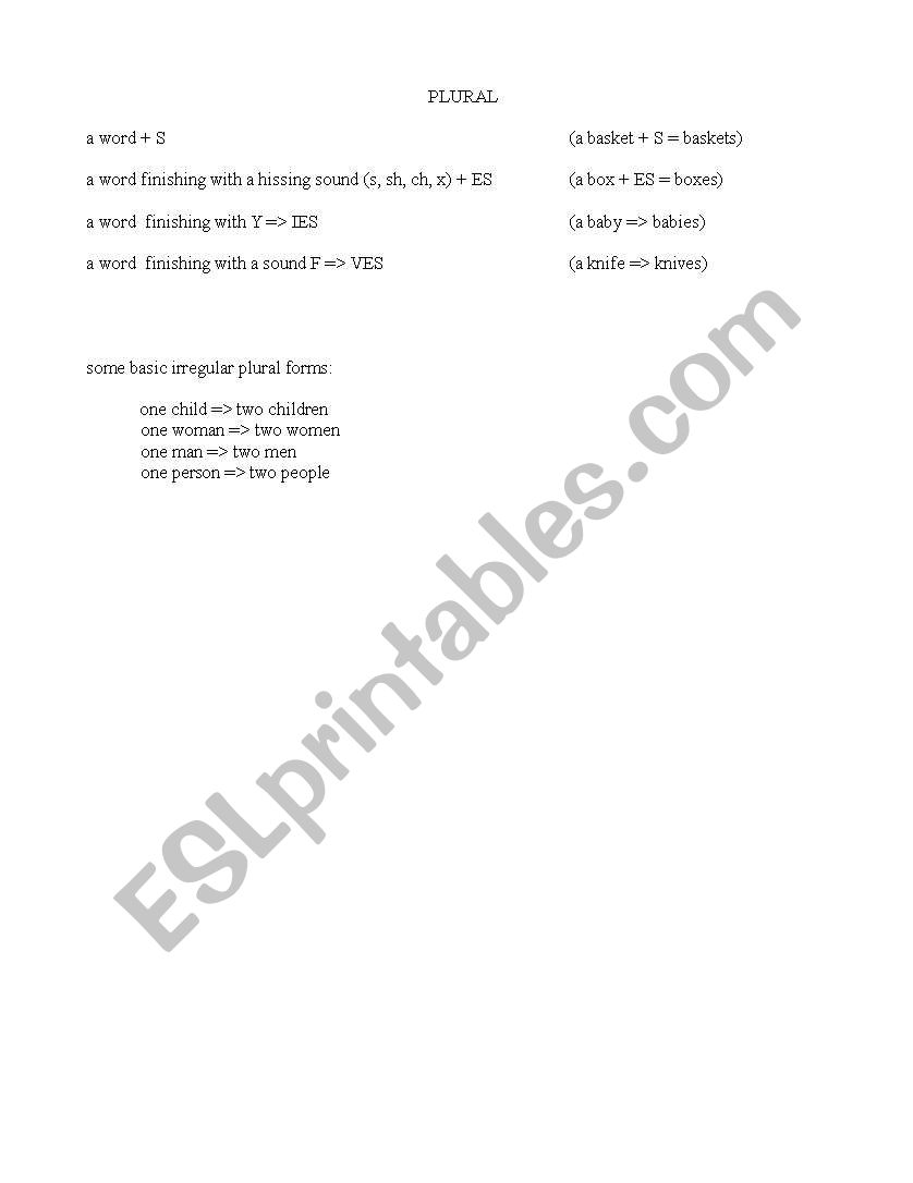 plurals worksheet