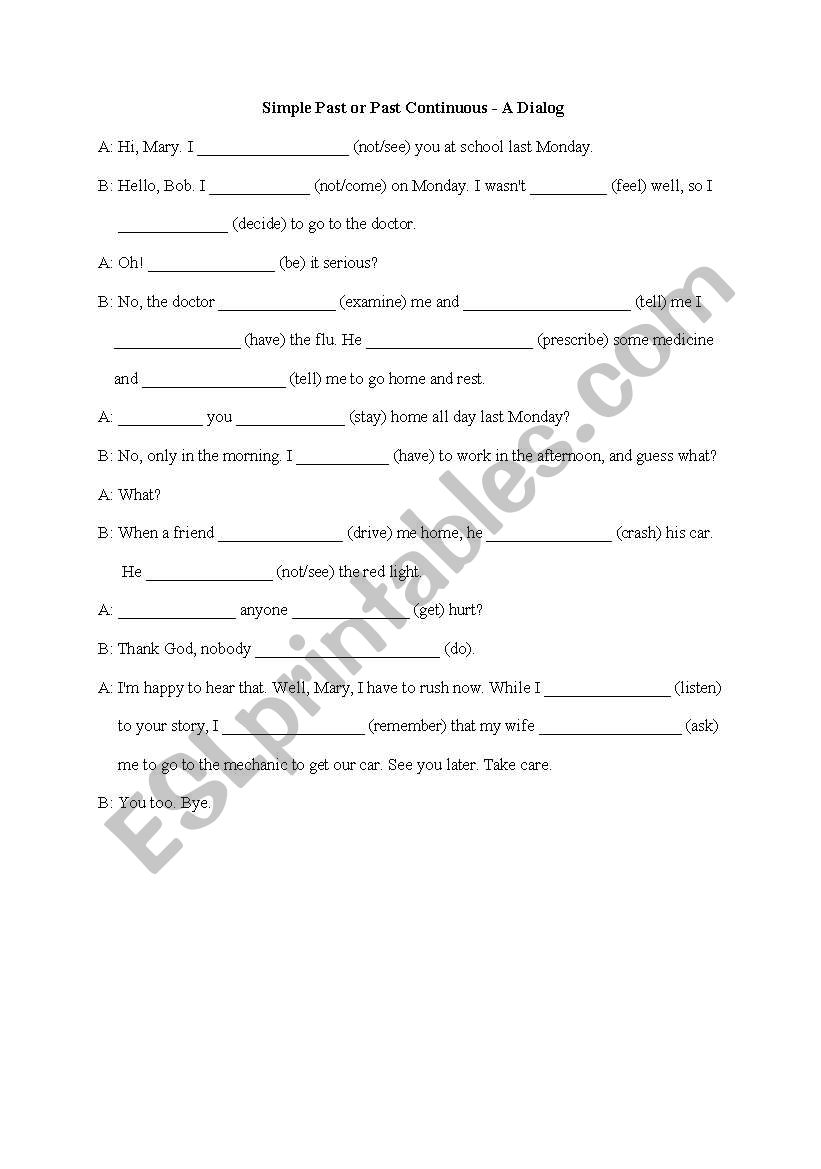 Past Simple/Past continuous worksheet