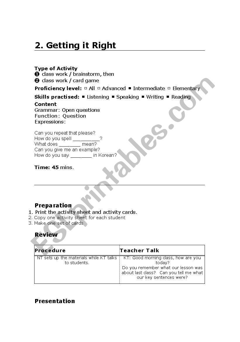 classroom english worksheet