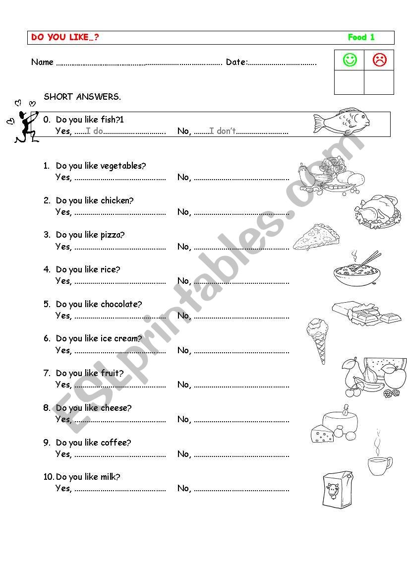 do you like...? food 1 worksheet