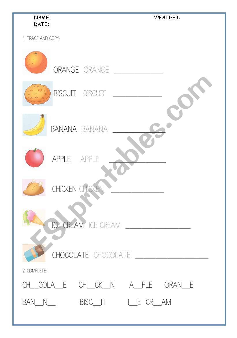 FOOD PICTIONARY worksheet