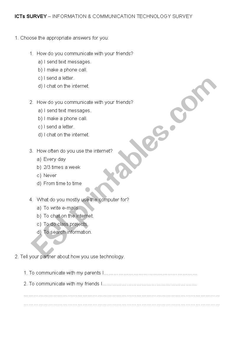 Technology survey worksheet