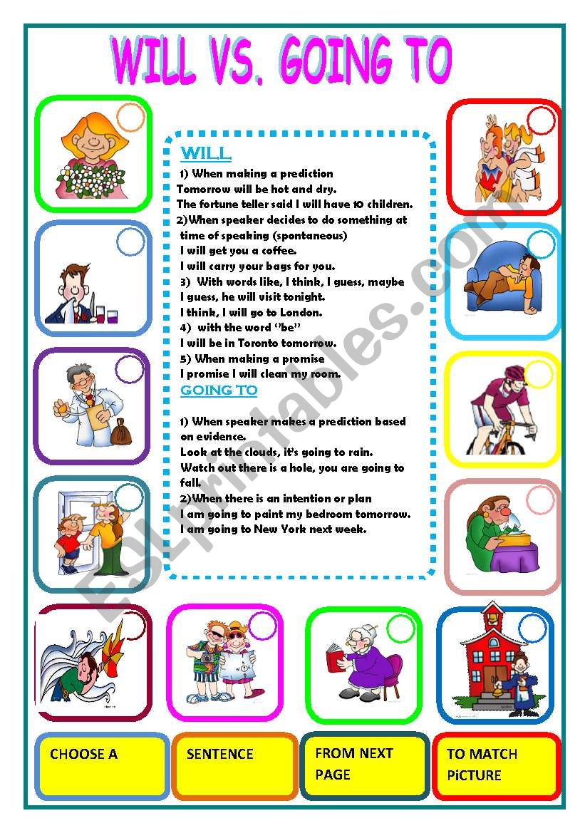 Will Vs Going To ESL Worksheet By GIOVANNI