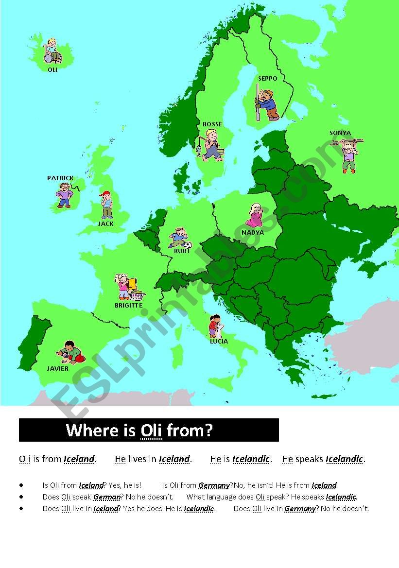 Where is Oli from? worksheet