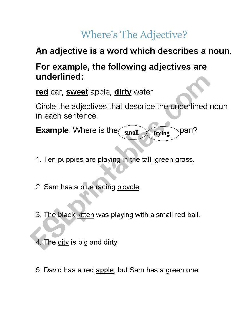 Adjectives worksheet