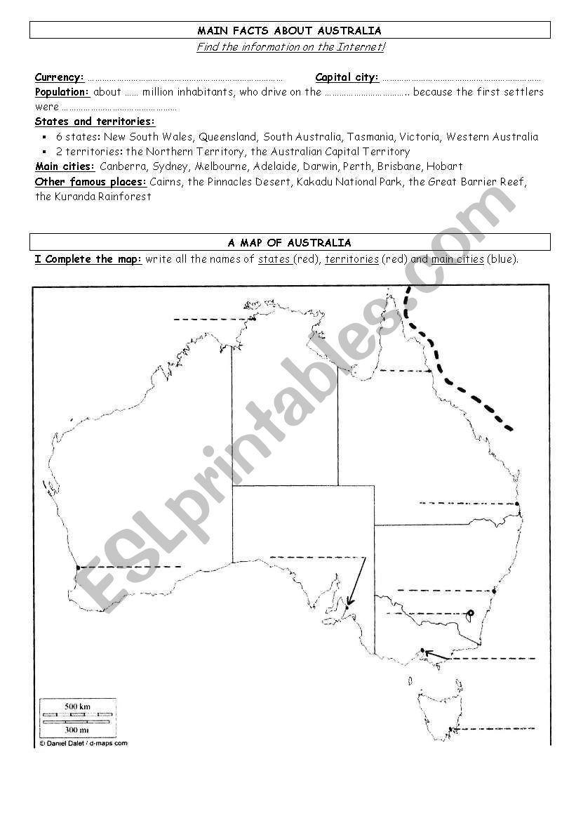 AUSTRALIA WEBQUEST worksheet