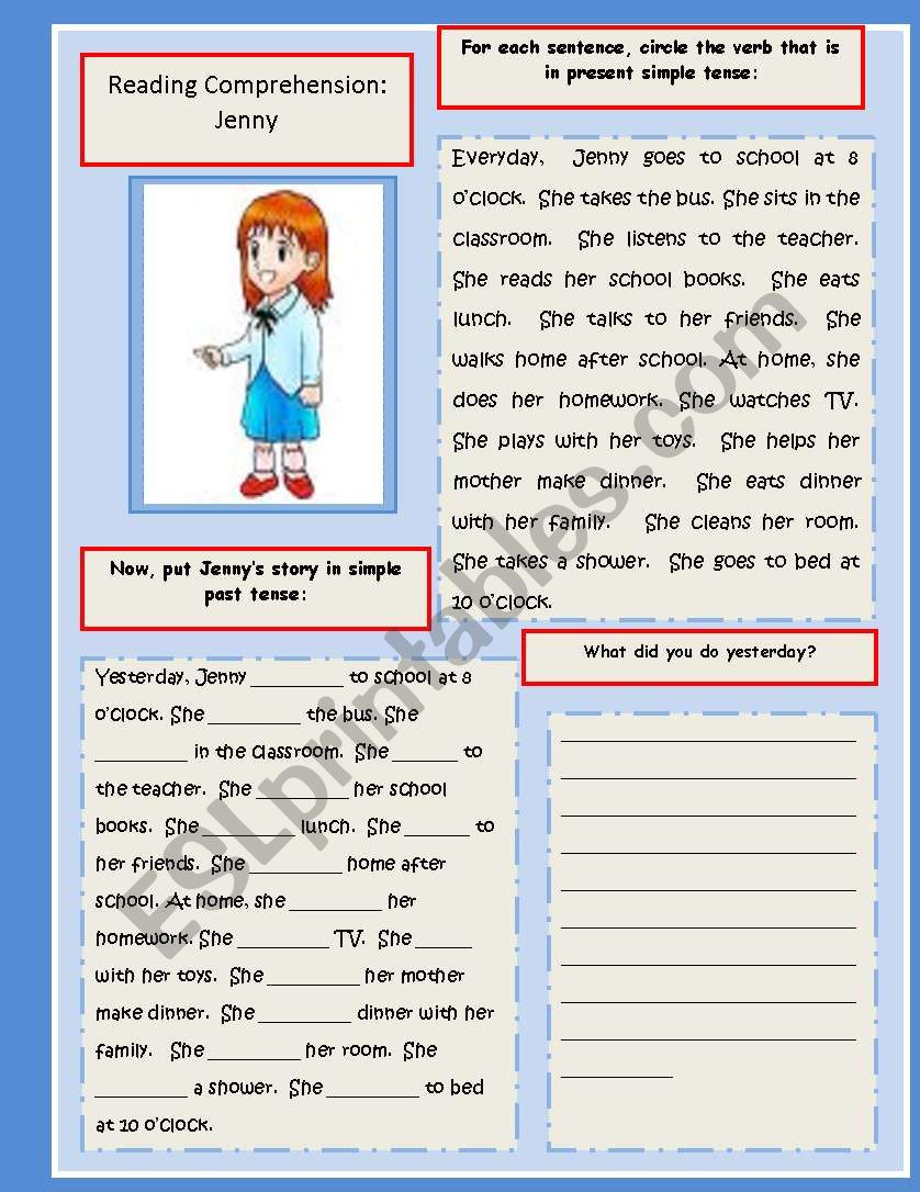 reading and writing exercise present simple and past tense esl worksheet by turkeyenglish