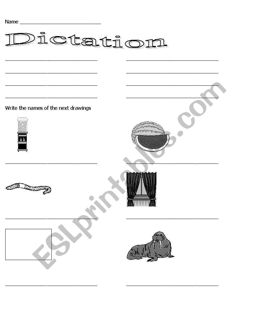 Dictation W worksheet