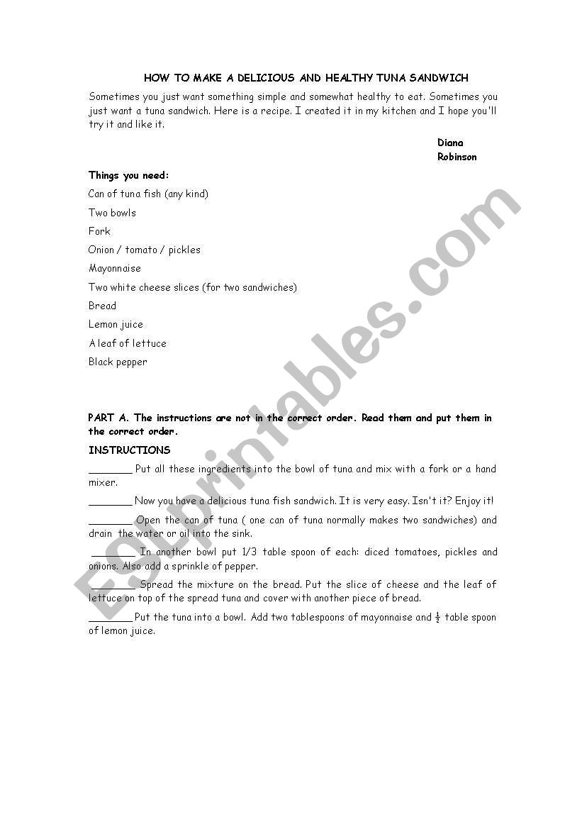 FOOD worksheet