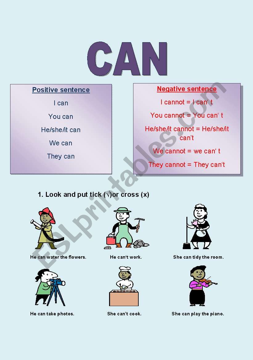 Can/cant worksheet