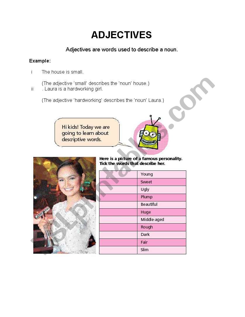 Adjectives worksheet