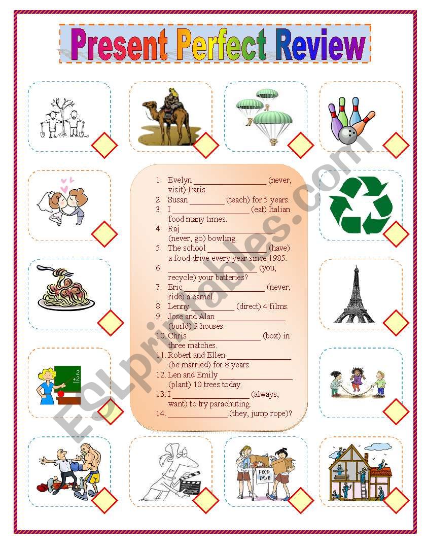 Present Perfect Review ESL Worksheet By Swanhime