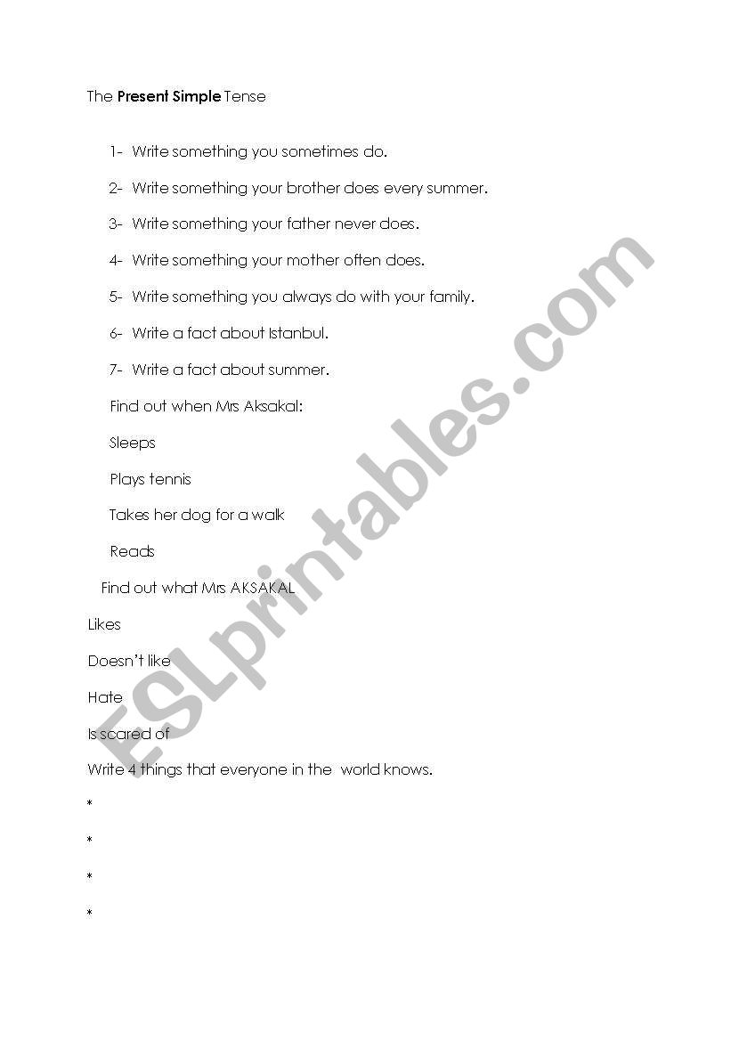 simple present tense worksheet