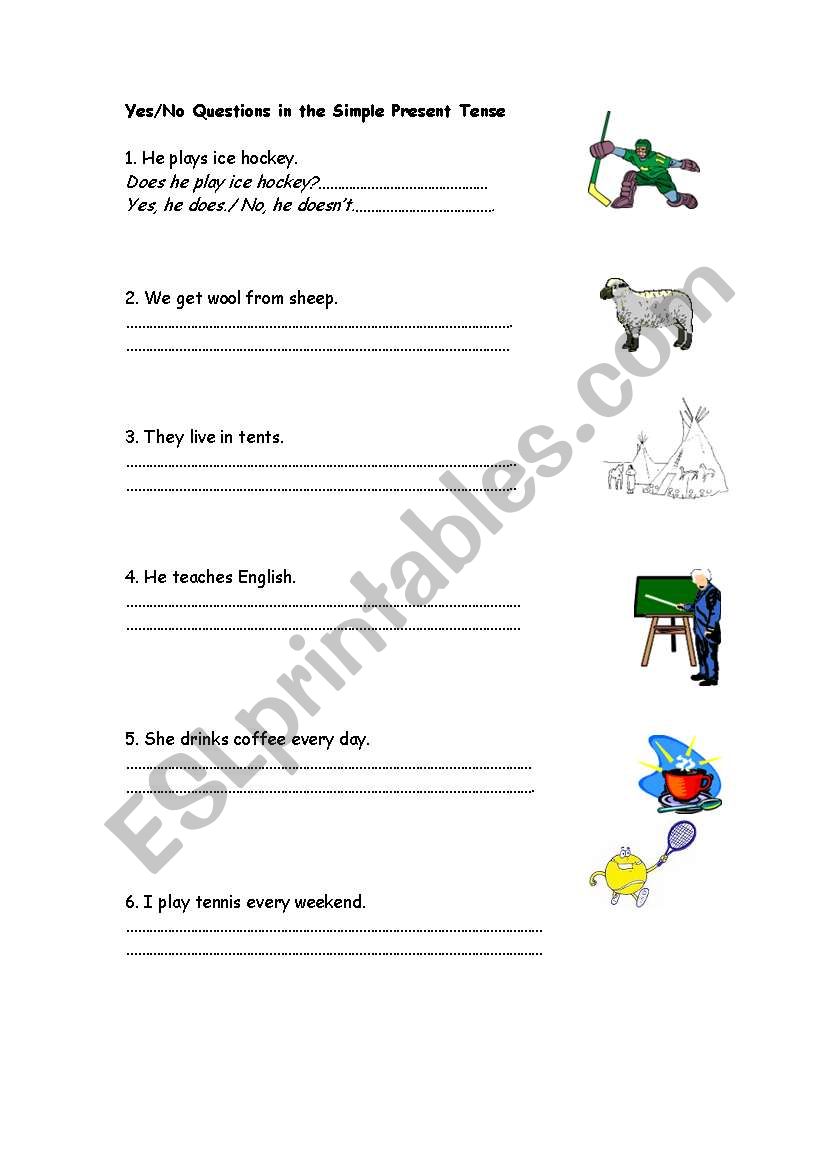 Yes no Questions In Simple Present Tense ESL Worksheet By Darktulip