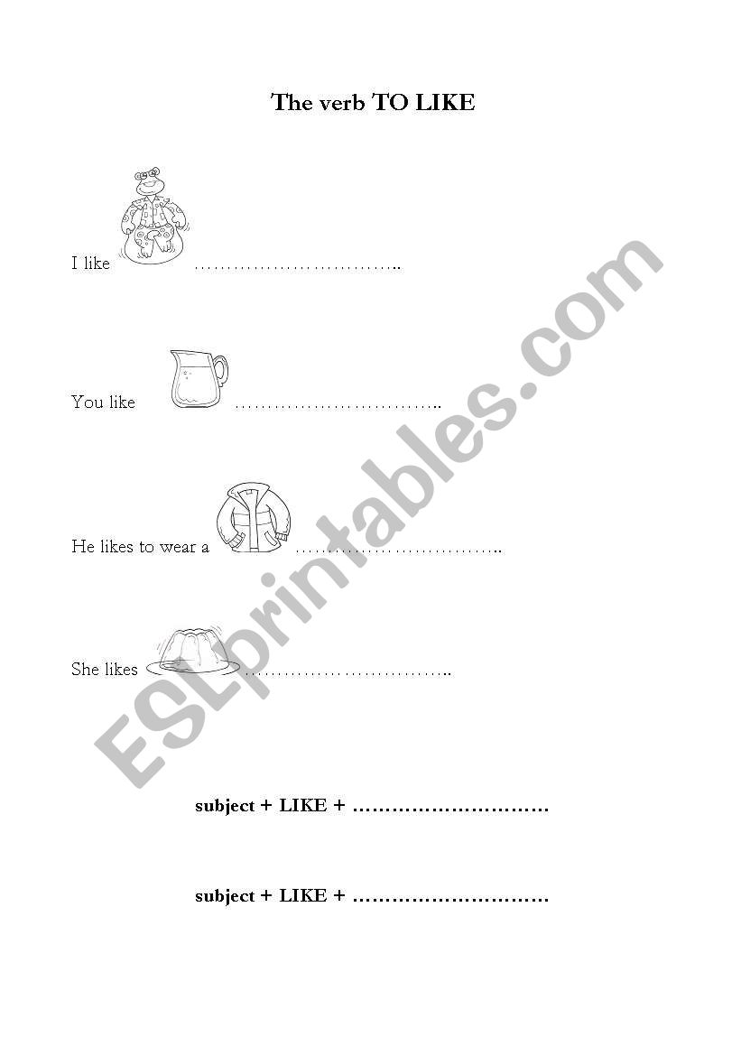The verb TO LIKE worksheet