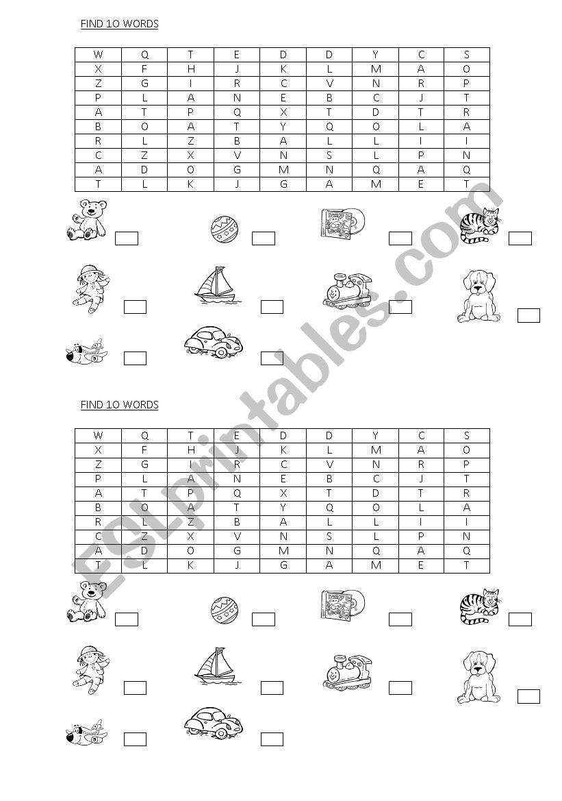 WORDSEARCH TOYS worksheet