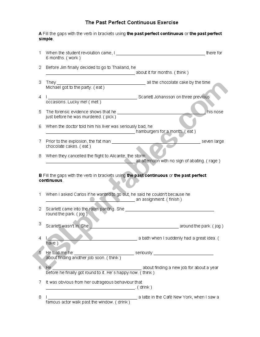 The Past Perfect Excercise worksheet