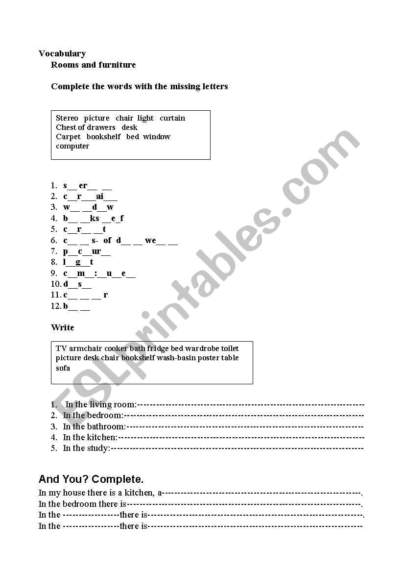 Vocabulary: Rooms and furniture