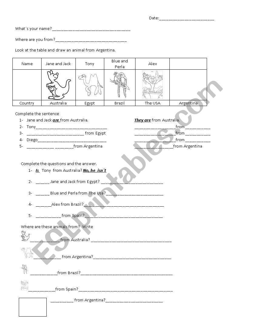 Where are you from? - ESL worksheet by sabrinamiddleton