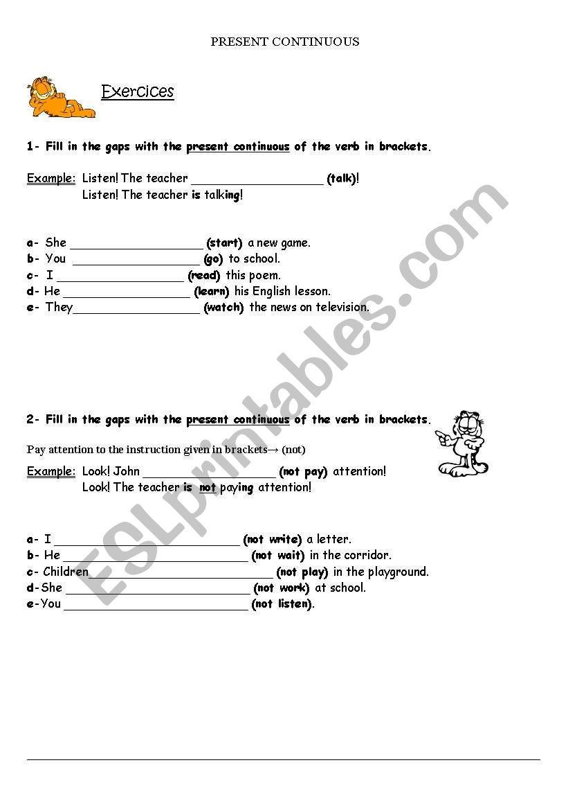 Present Continuous worksheet