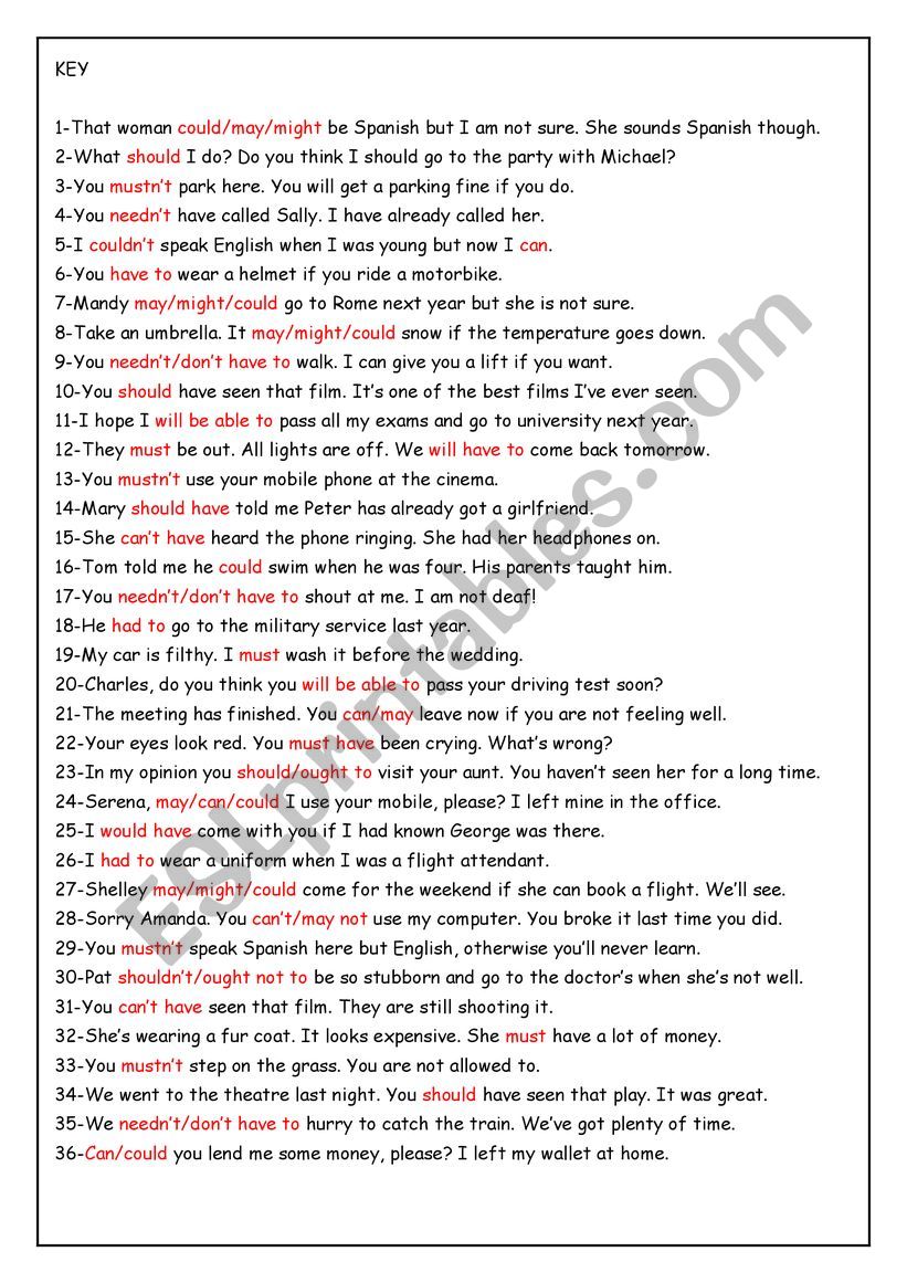 MODAL VERBS-Upper intermediate level - ESL worksheet by traute