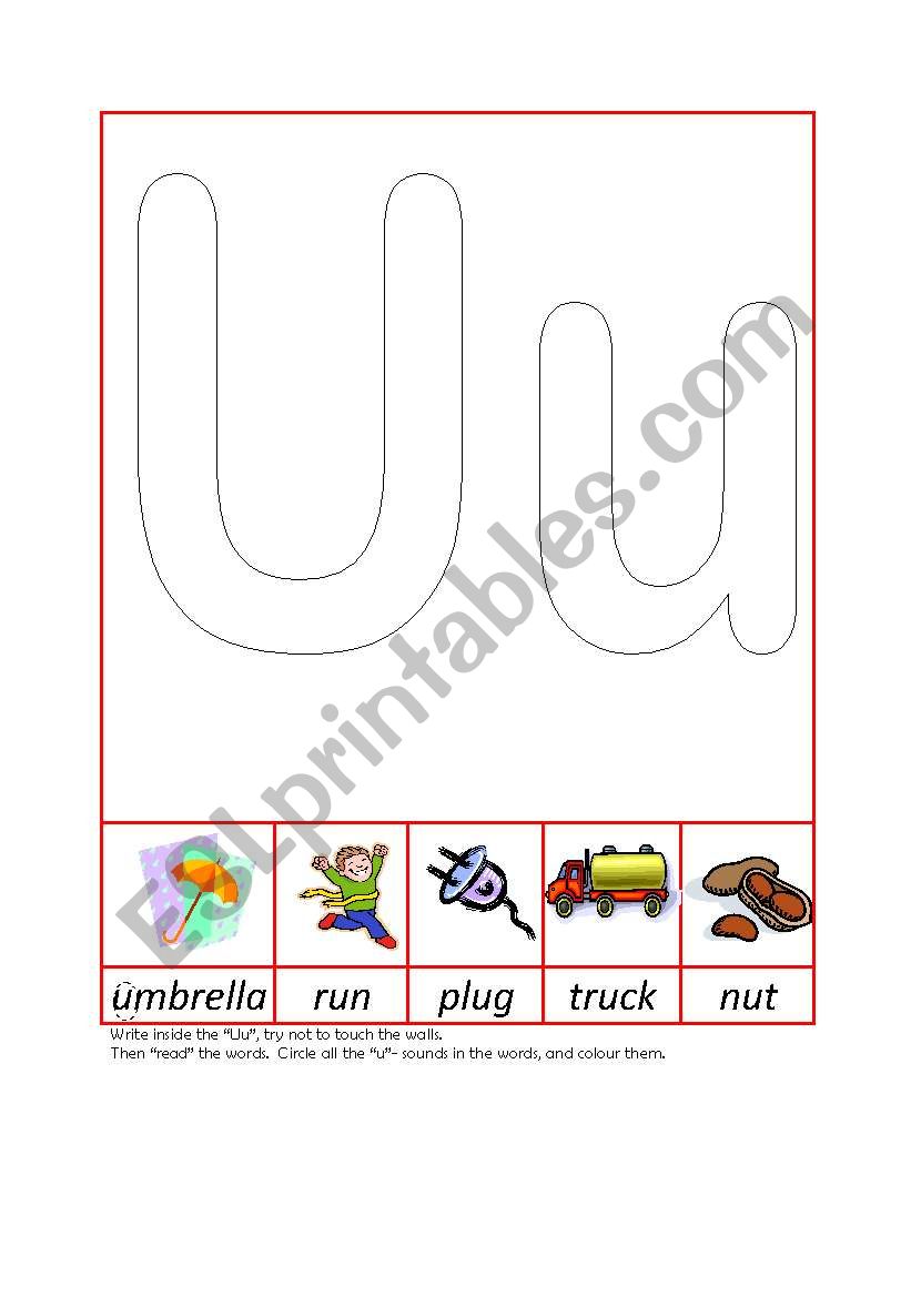 Phonic Recognition Uu worksheet