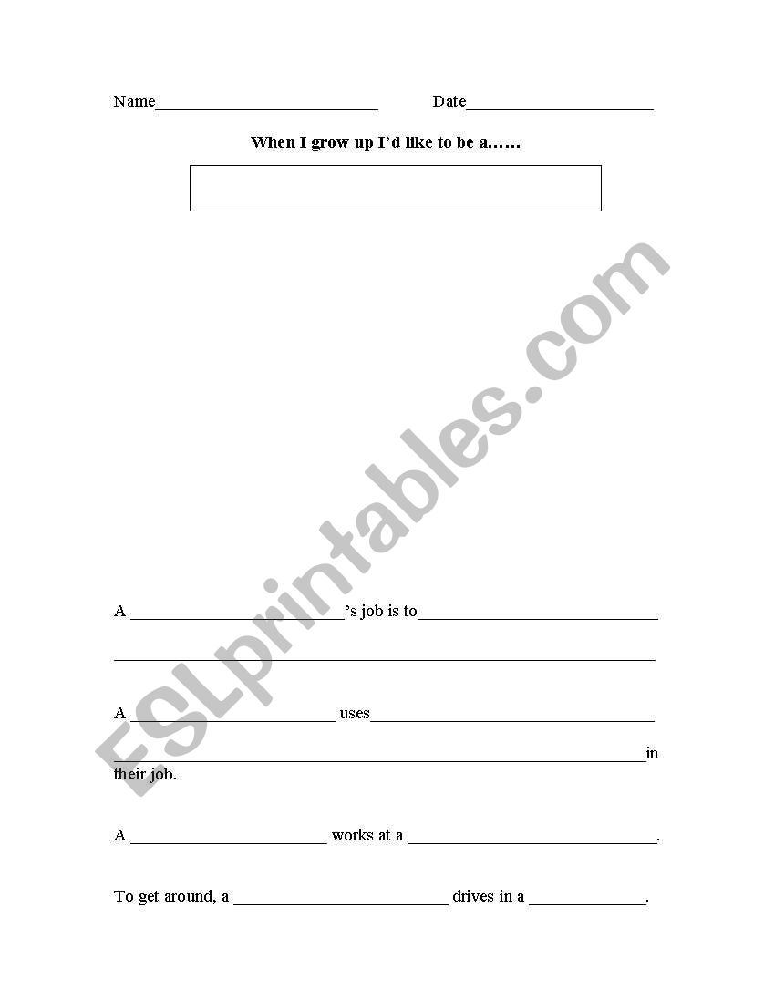 What do you want to be? worksheet