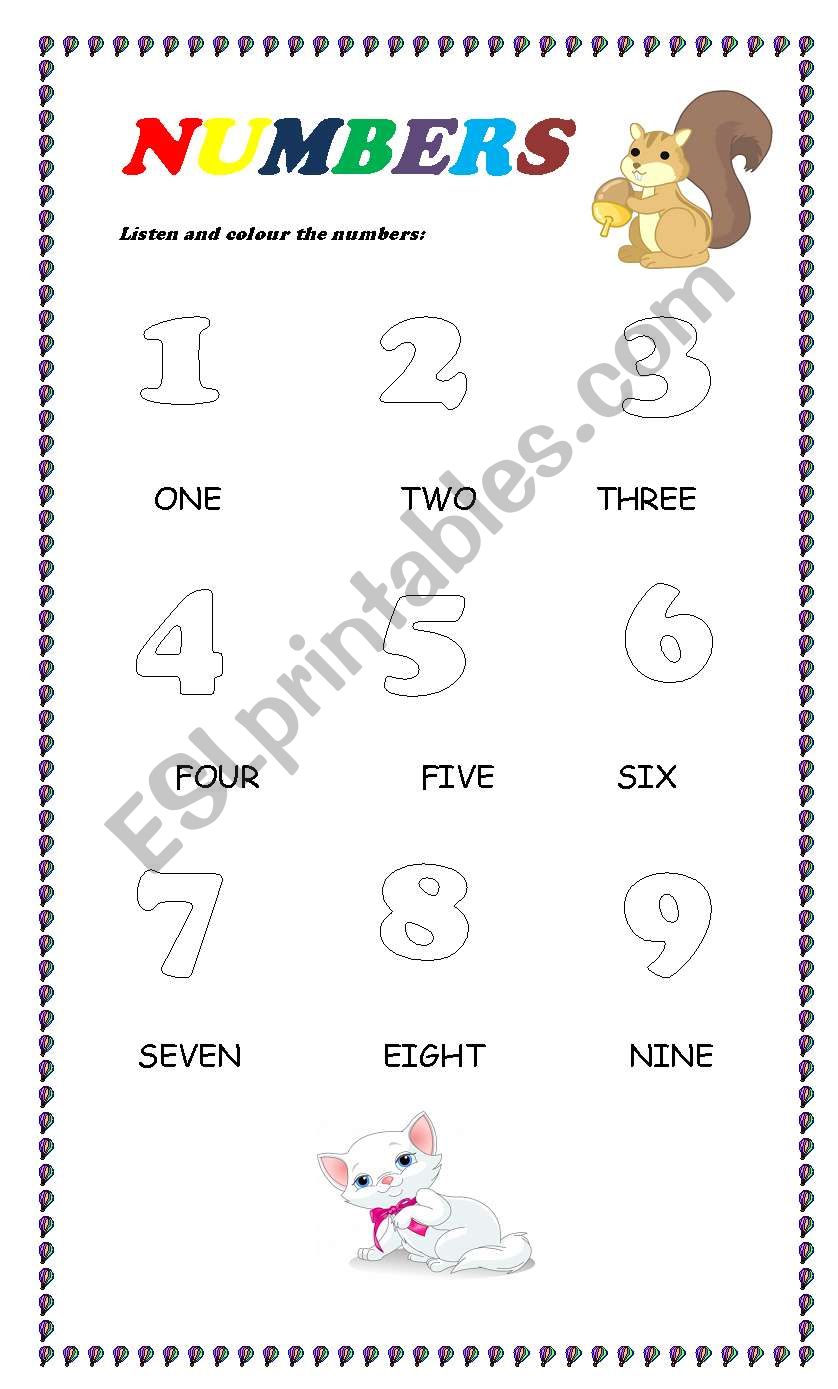 numbers worksheet