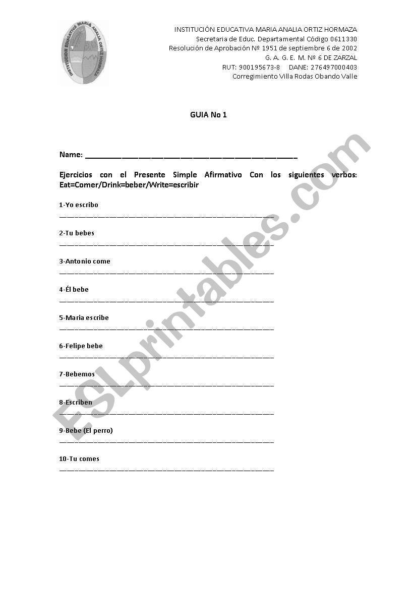 EXERCISE_SIMPLE PRESENT TENSE worksheet